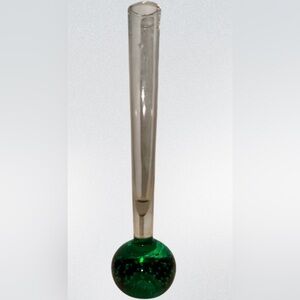 Bud Vase Art Glass‎ Controlled Bubbles 8” Tall MCM Great Condition Green ￼